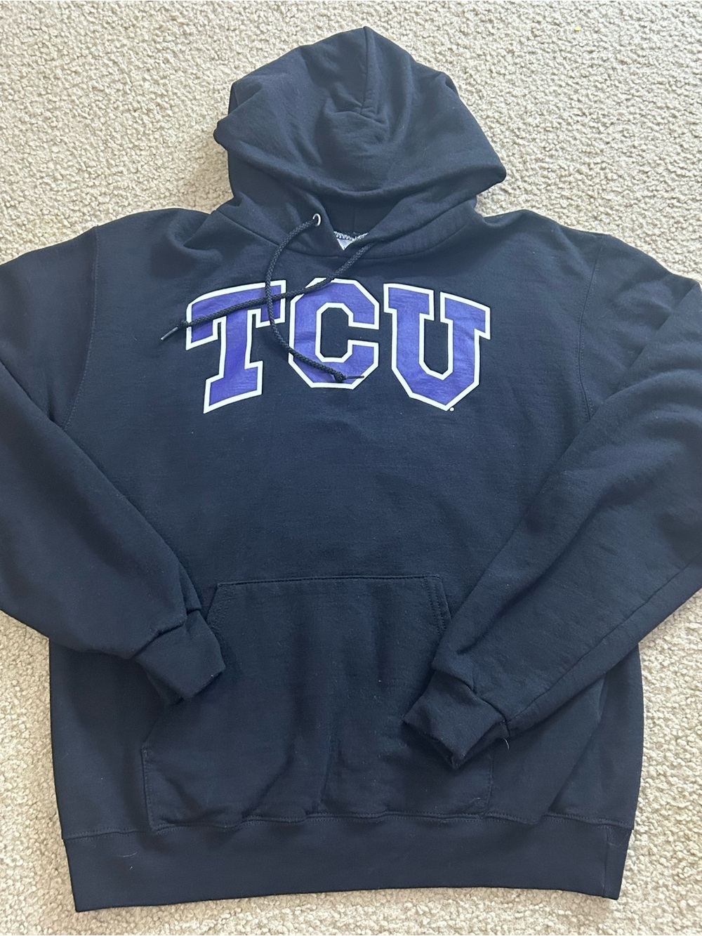 Vintage TCU Horned Frogs Hoodie Mens Medium Champion Pullover Black